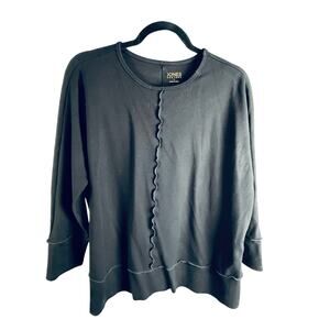 Jones NY  Black Cotton-poly blouse sz Lg